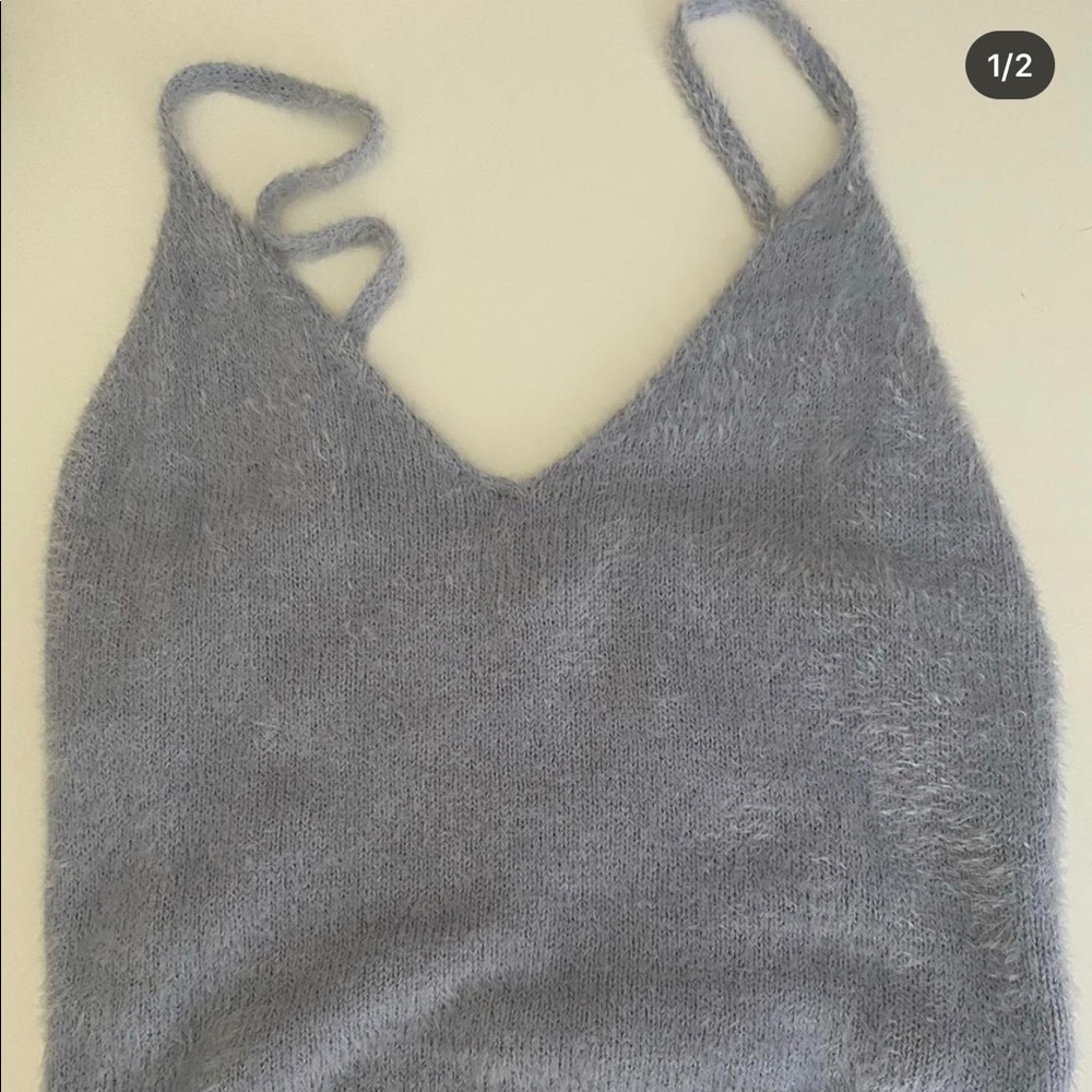 Light blue fuzzy tank top